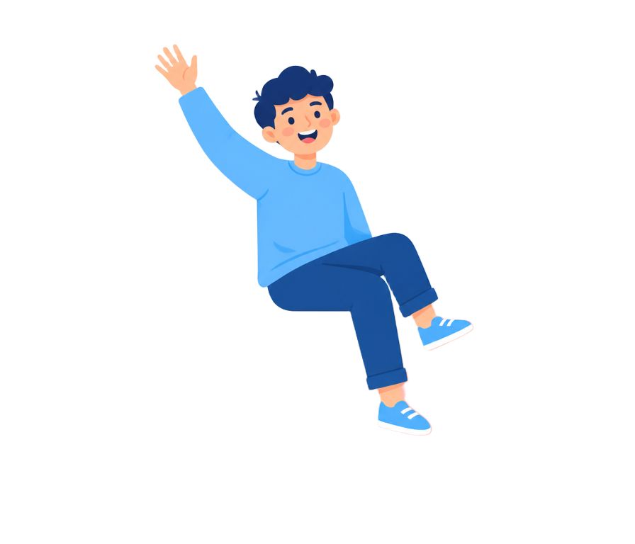 Cheerful person waving hello